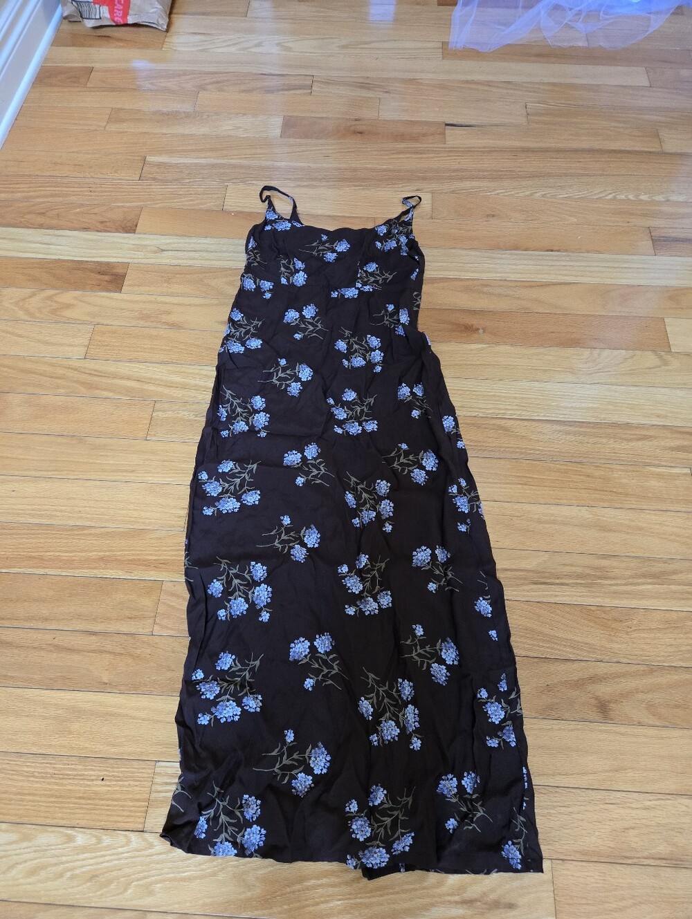 GAP Black Maxi Dress with Blue Floral Print